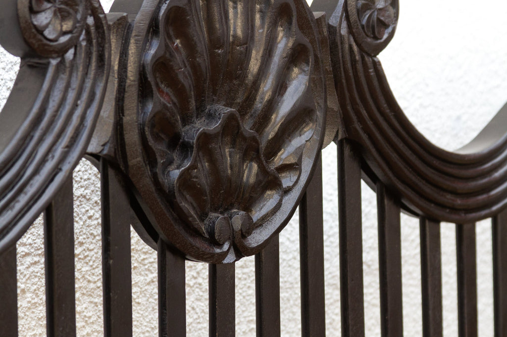 Finely Carved British Colonial Ebonized King Bed