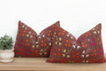 Set of 2, Kuchiana Mirror, Antique Phulkari Lumbar Pillow Covers