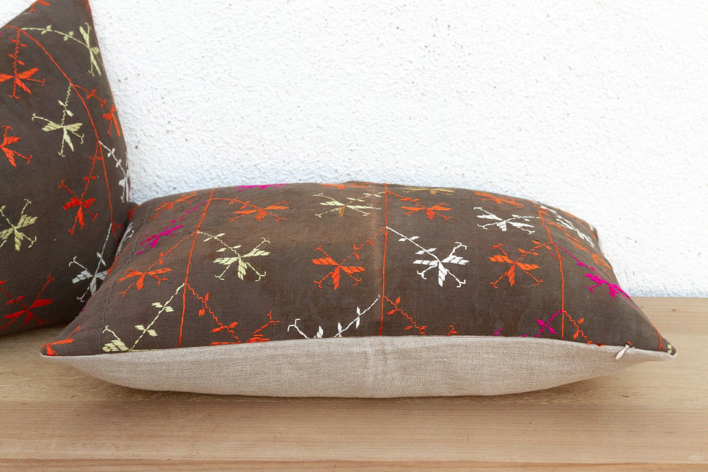 The Amritsar Duo, Antique Phulkari Lumbar Pillow Covers