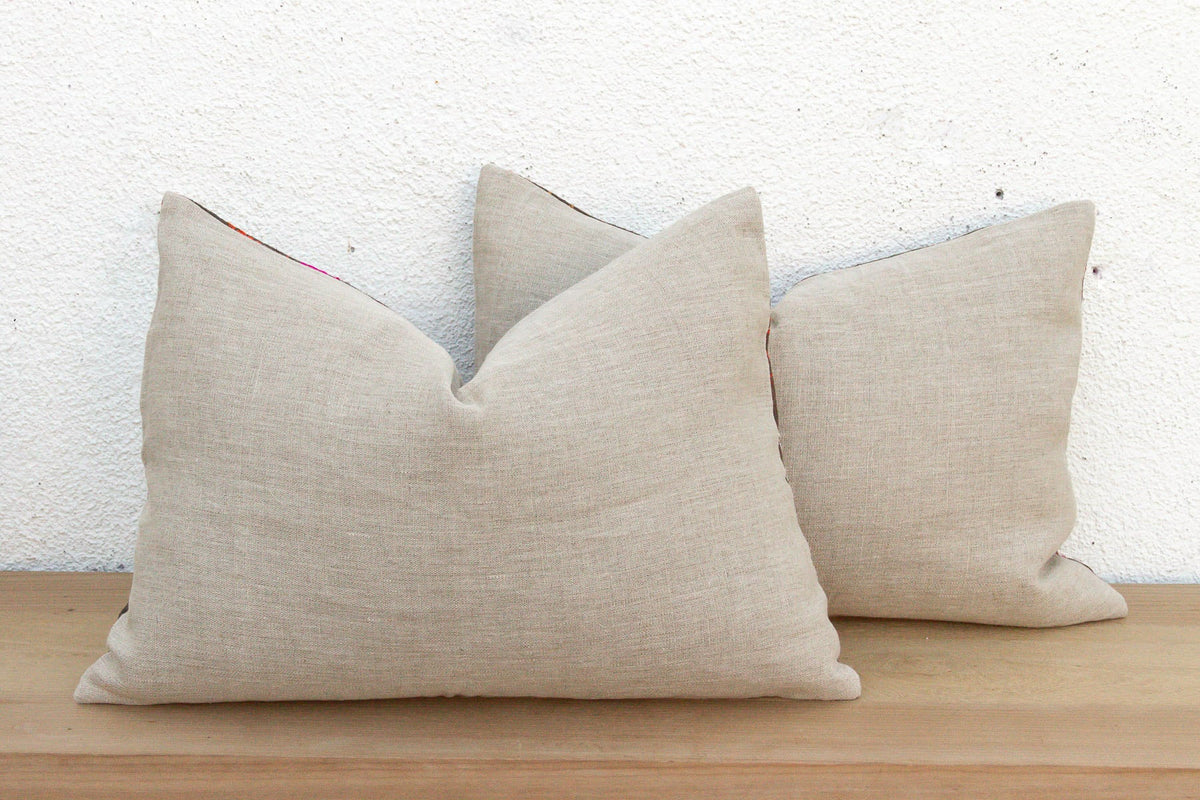 The Amritsar Duo, Antique Phulkari Lumbar Pillow Covers