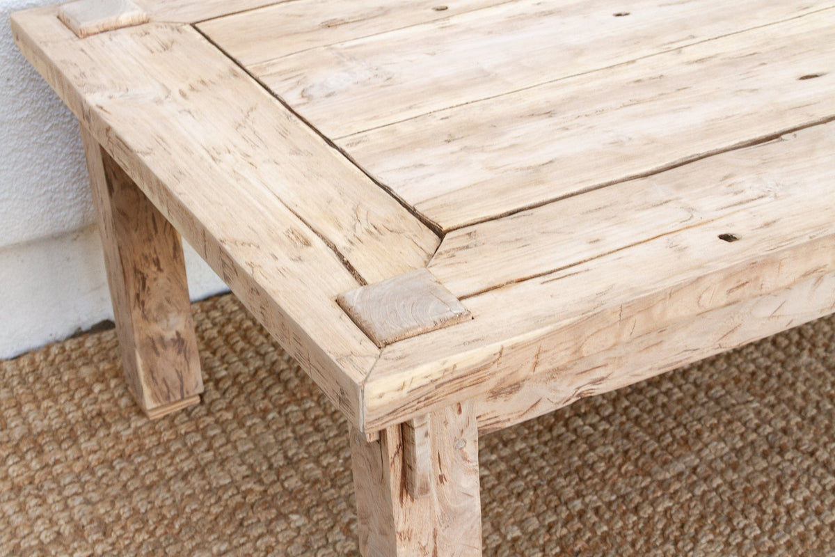 Rustic Sun Bleached Teak Coffee Table