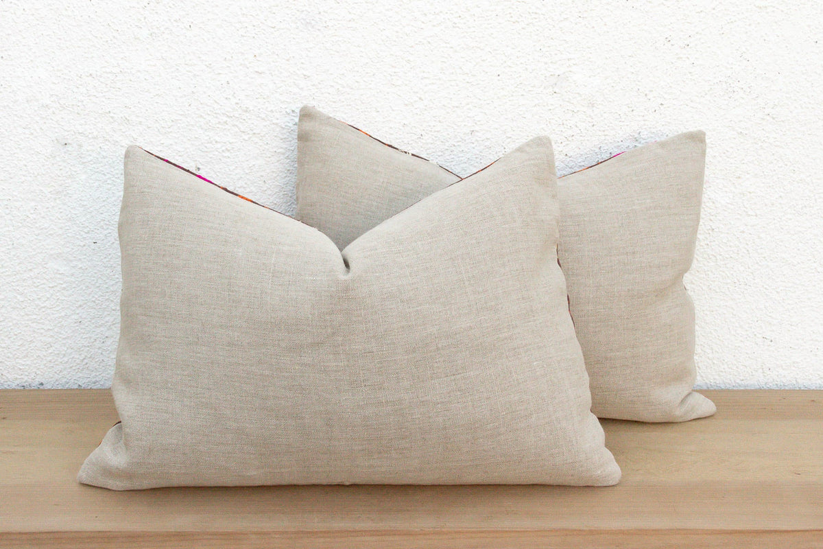 Sangrur Symmetry, Antique Phulkari Lumbar Pillow Covers
