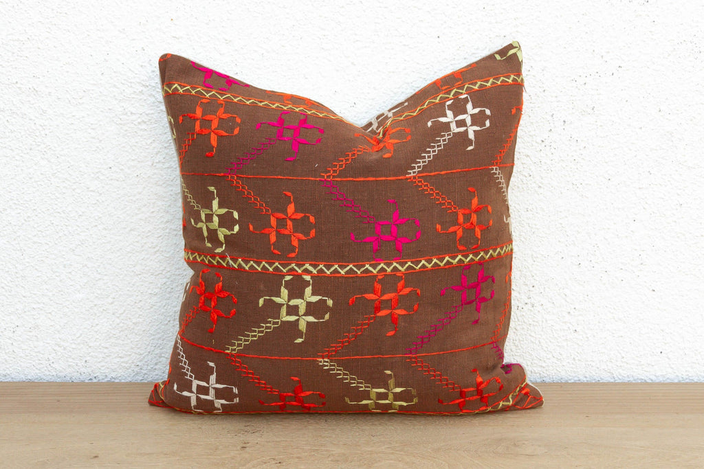 Saffron Labytinth, Antique Phulkari Pillow Cover