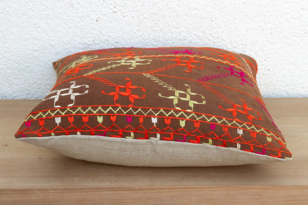 Saffron Labytinth, Antique Phulkari Pillow Cover