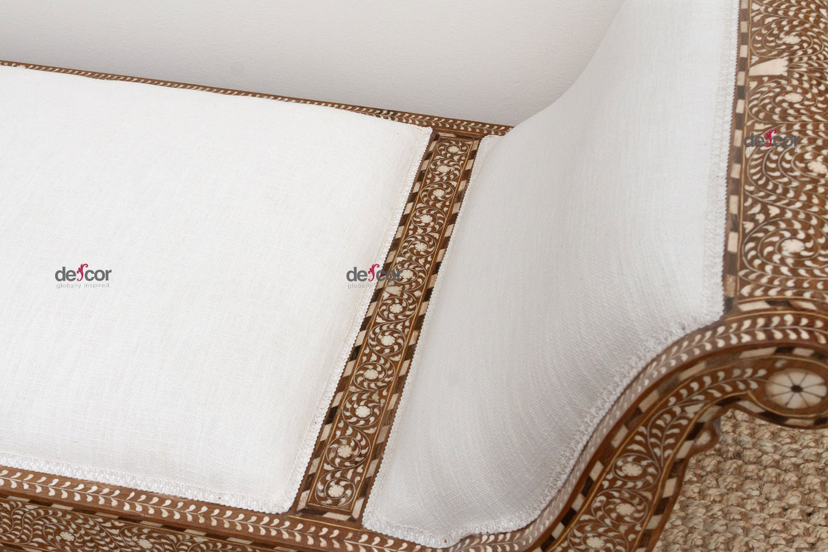Opulent Fine Inlay Upholstered Chaise Settee
