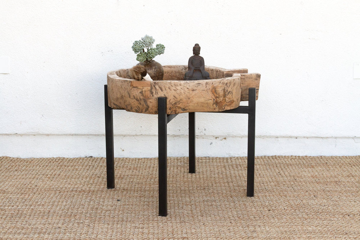 French Farmhouse Dough Bowl End Table
