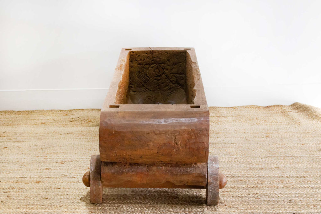 Antique Very Long Carved Wooden Planter Trough