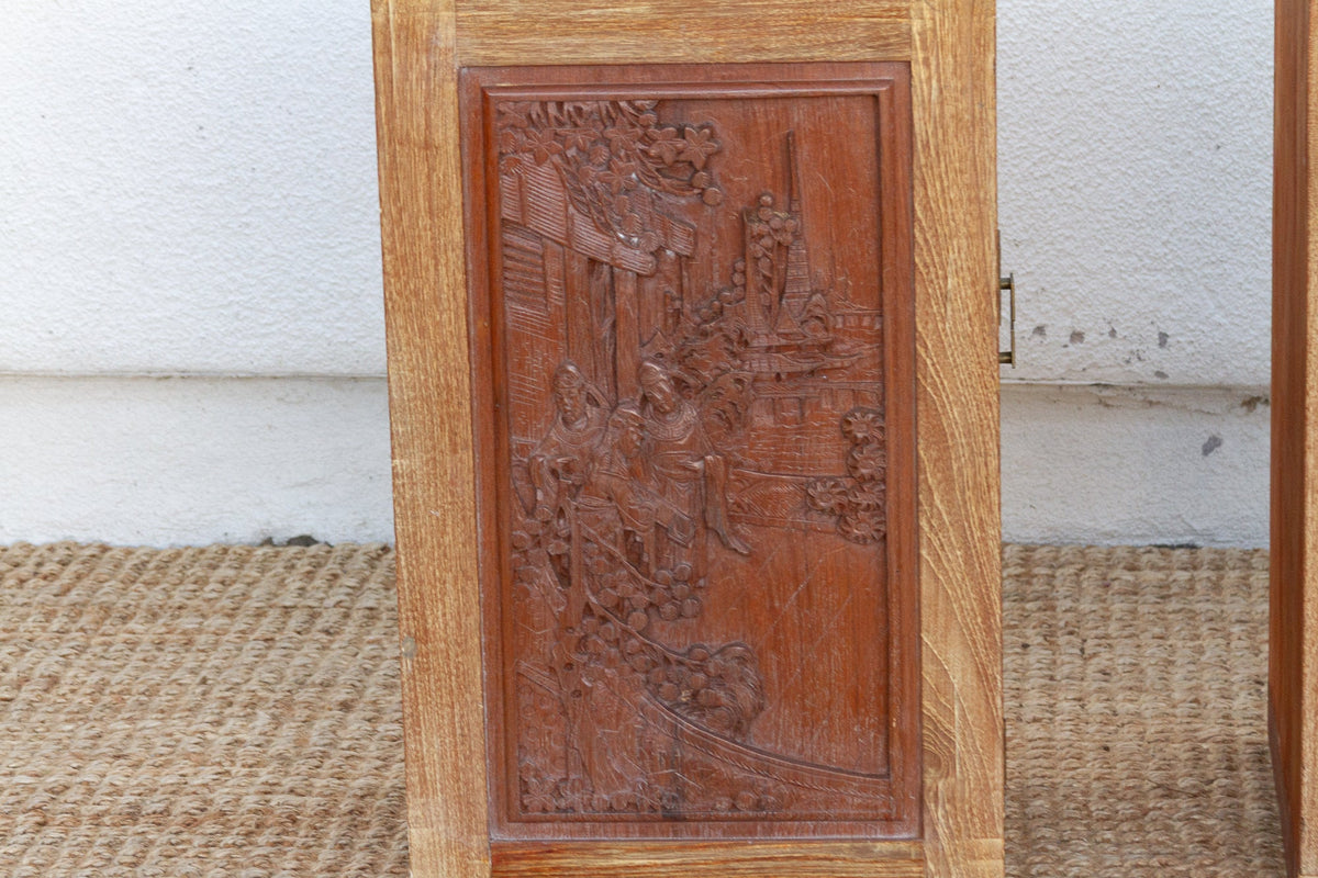 Pair of Finely Carved Bedside Cabinet