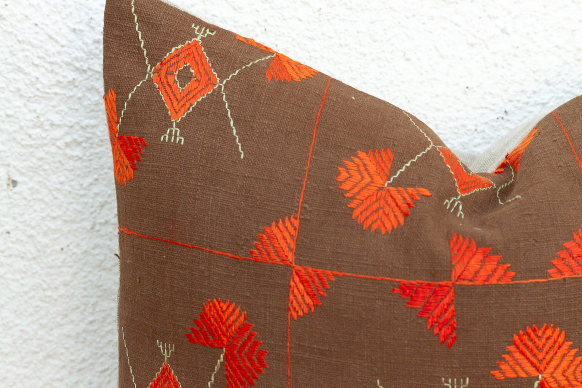 Village Flowers, Antique Phulkari Pillow Cover
