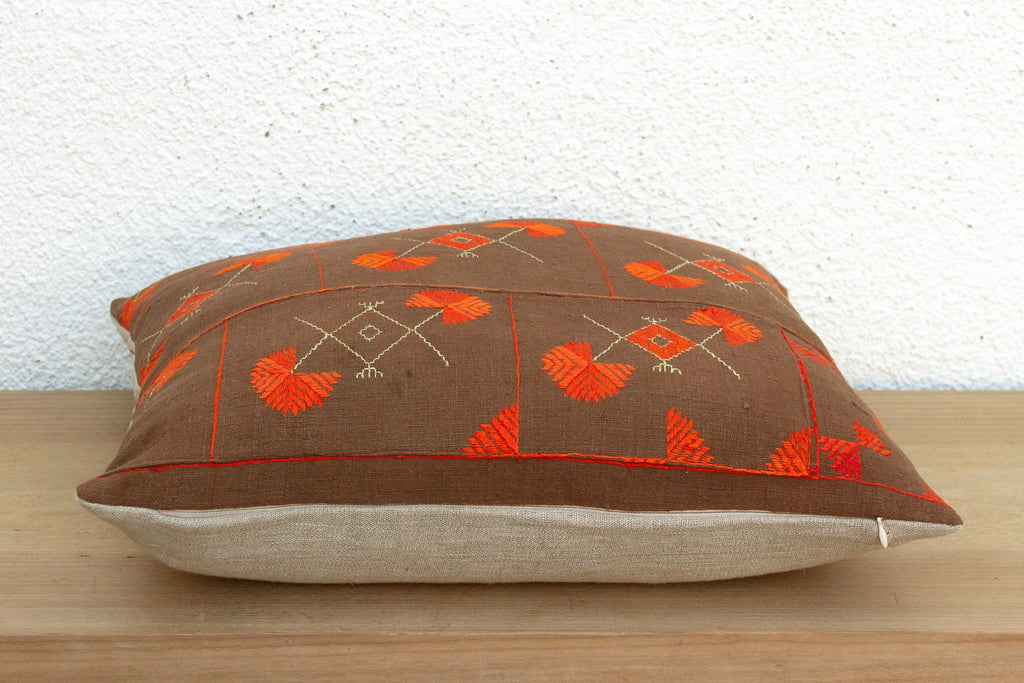 Village Flowers, Antique Phulkari Pillow Cover
