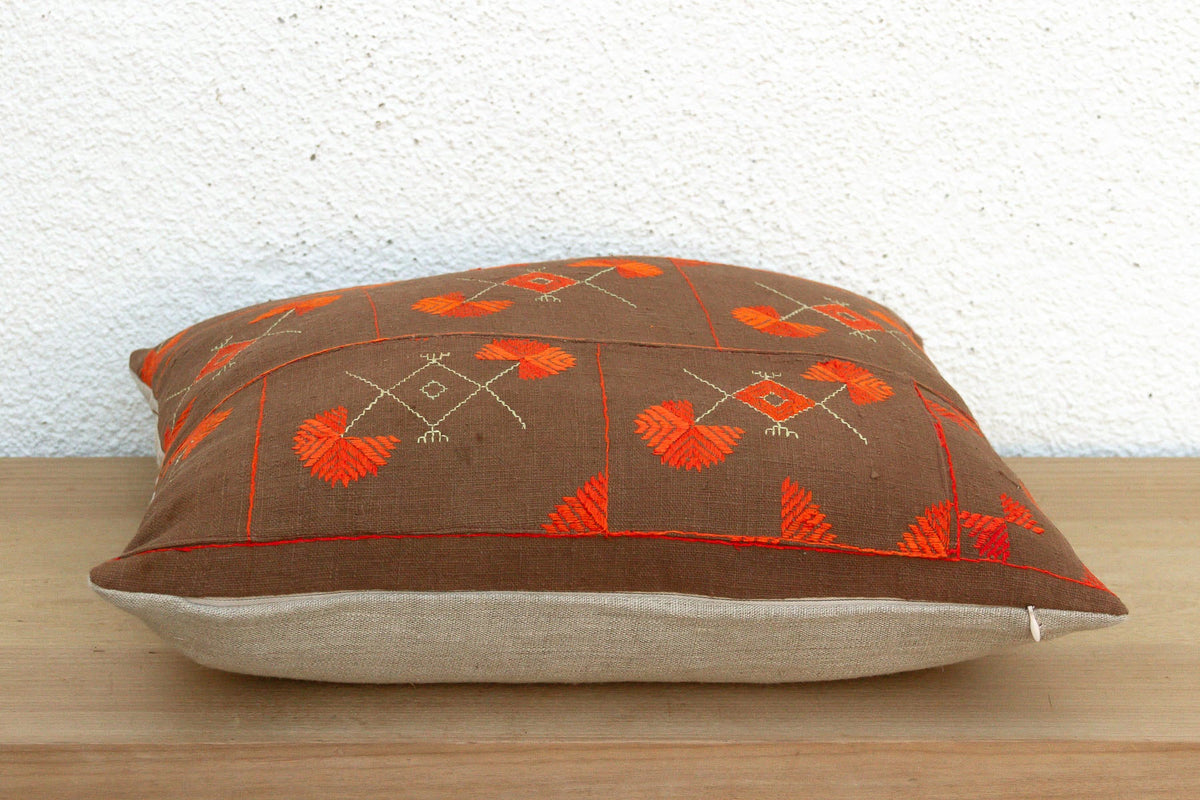 Village Flowers, Antique Phulkari Pillow Cover