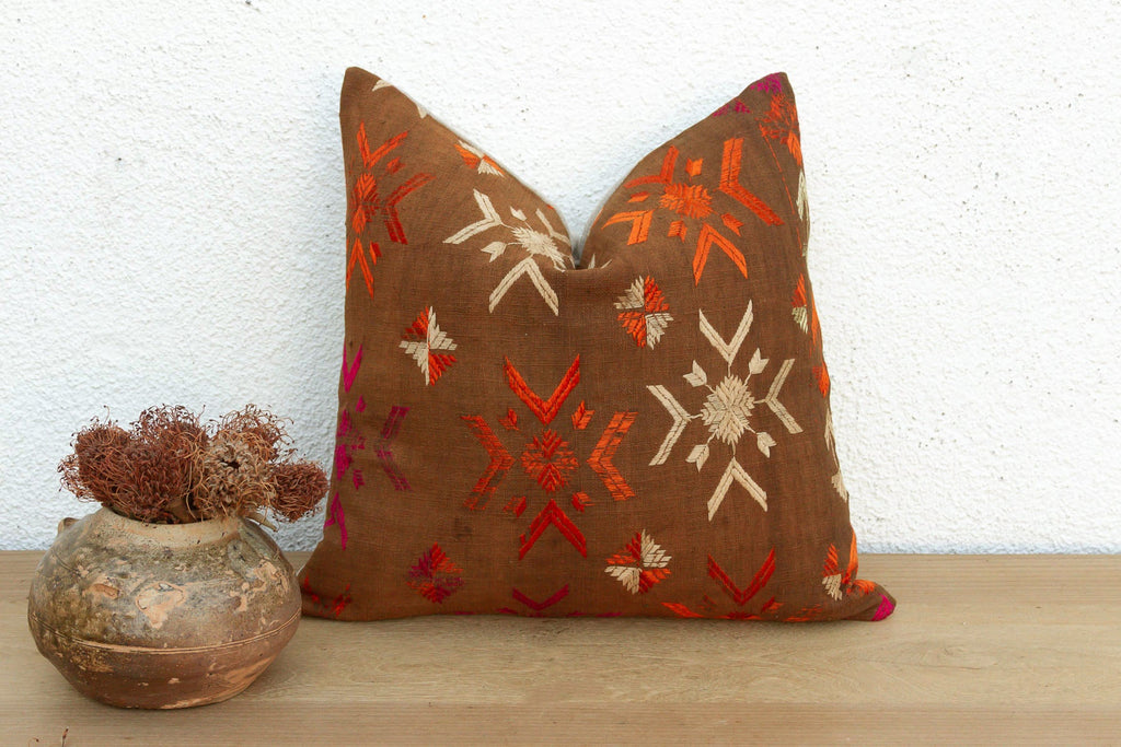 Eternal Flowers, Antique Phulkari Pillow Cover