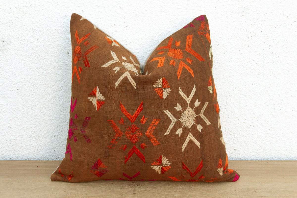 Eternal Flowers, Antique Phulkari Pillow Cover