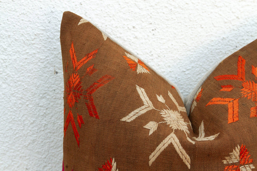 Eternal Flowers, Antique Phulkari Pillow Cover