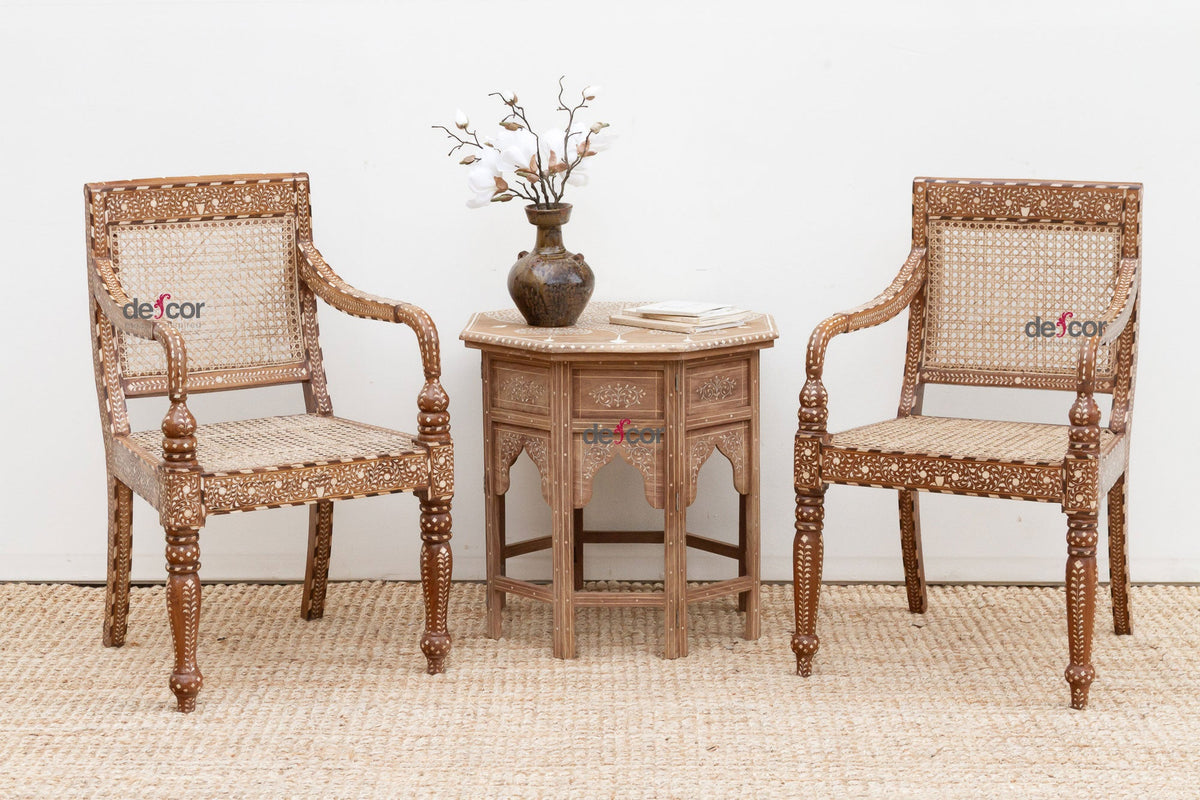 Pair of Elegant Royal Inspired Inlaid Armchairs