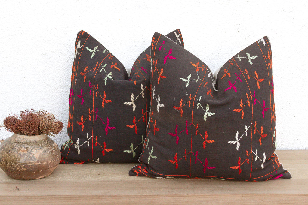 Doaba Pair, Antique Phulkari Pillow Covers