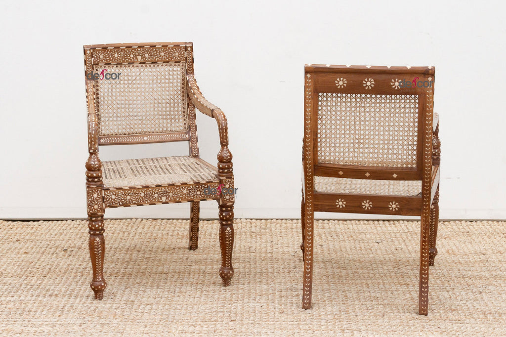 Pair of Elegant Royal Inspired Inlaid Armchairs