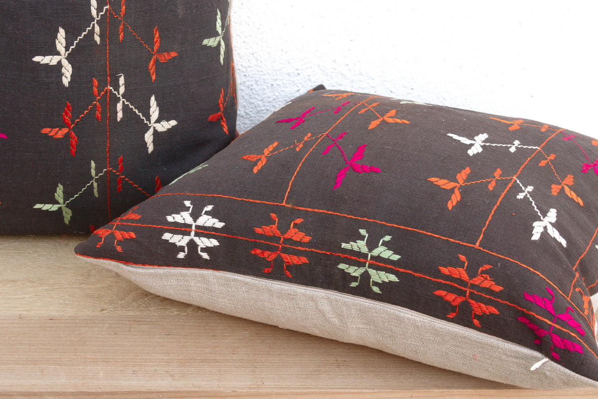 Doaba Pair, Antique Phulkari Pillow Covers