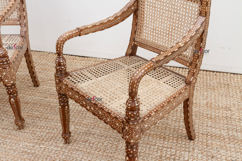 Pair of Elegant Royal Inspired Inlaid Armchairs
