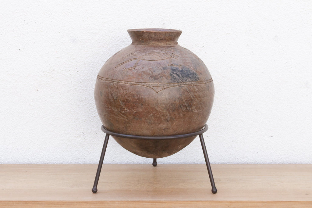 Authentic Antique African Mossi Pot on Stand