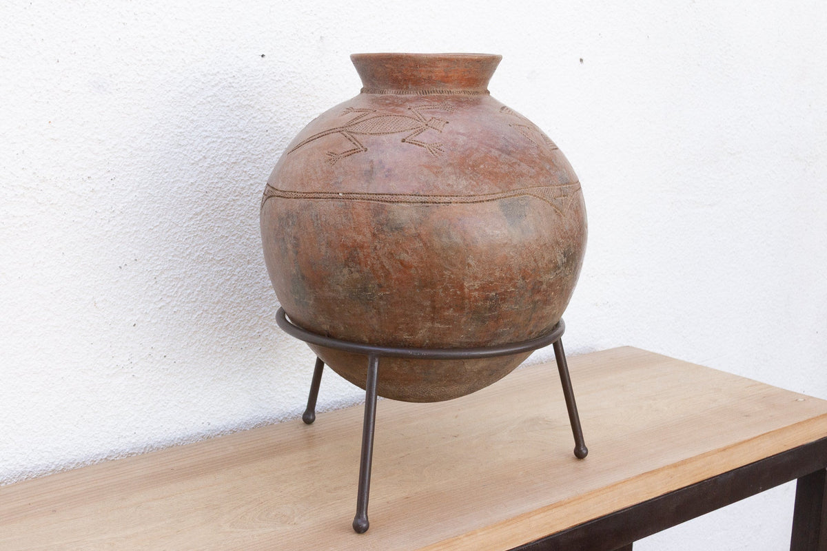Authentic Antique African Mossi Pot on Stand