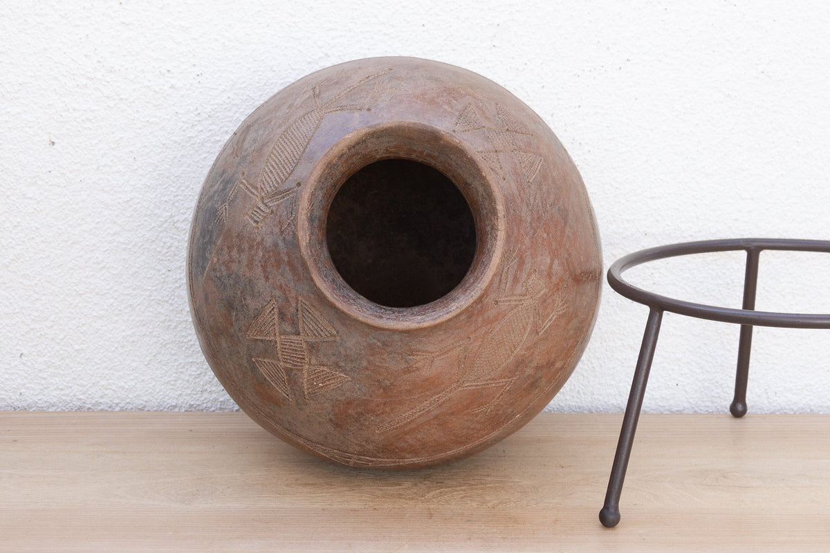 Authentic Antique African Mossi Pot on Stand