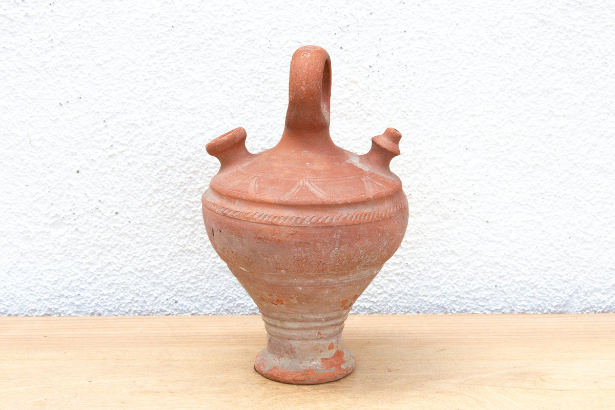 Antique Spanish Terracotta Botijo Vessel