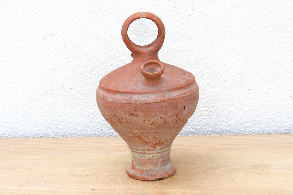 Antique Spanish Terracotta Botijo Vessel