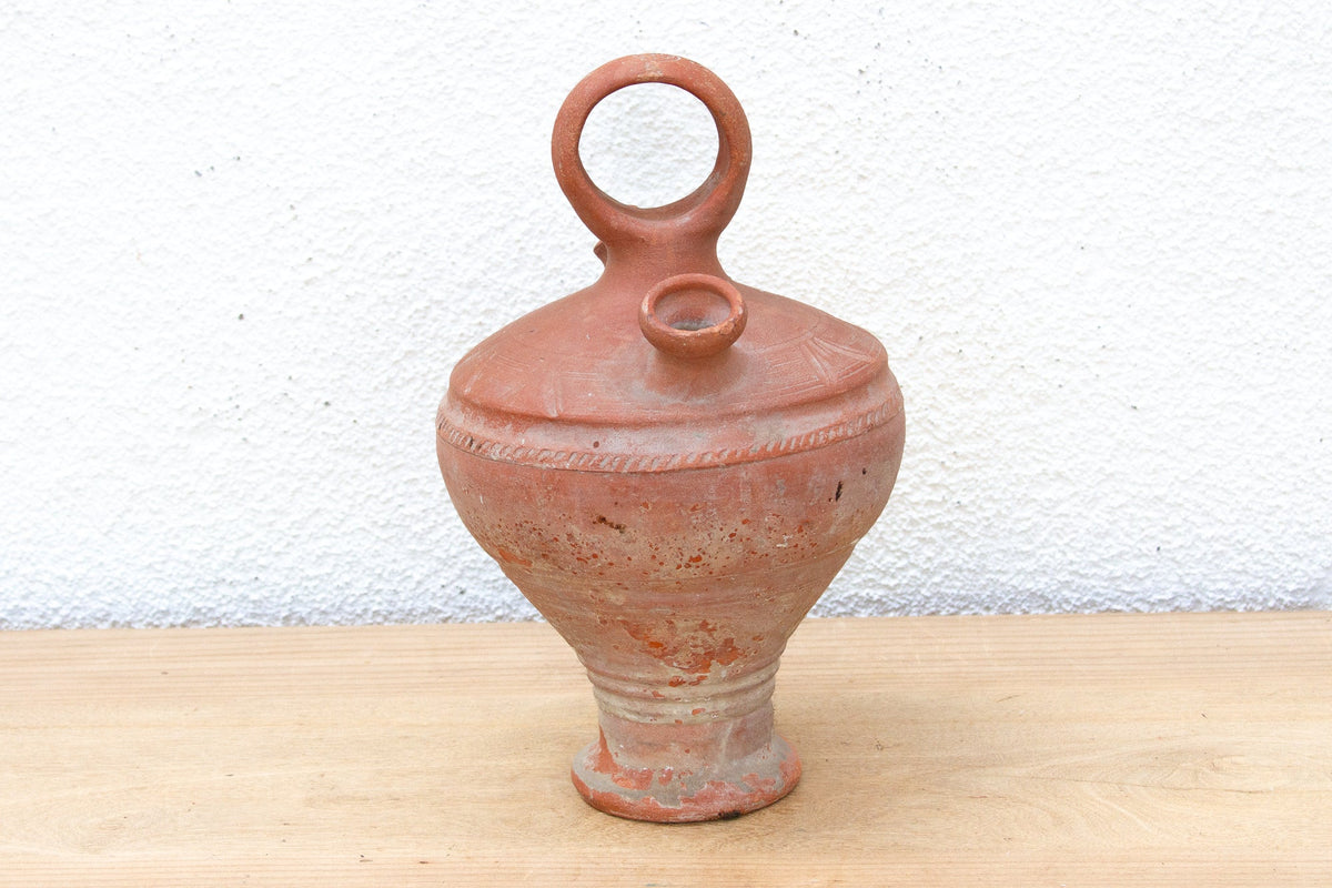 Antique Spanish Terracotta Botijo Vessel