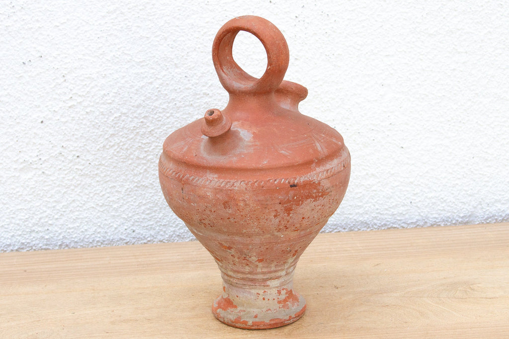 Antique Spanish Terracotta Botijo Vessel