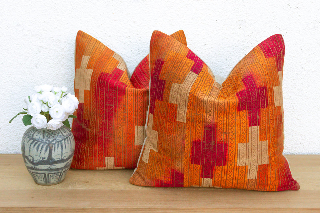 Tapurthala Mosaic, A Pair Heirloom Bagh Phulkari Pillows