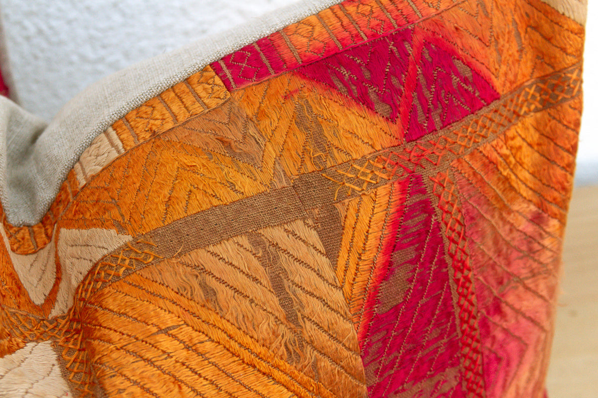 Sunset Horizon, Set of 2 Heirloom Bagh Phulkari Pillows