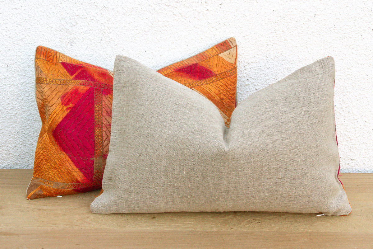 Sunset Horizon, Set of 2 Heirloom Bagh Phulkari Pillows