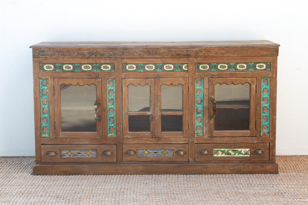 Antique Indo-Portuguese Tile Colonial Sideboard