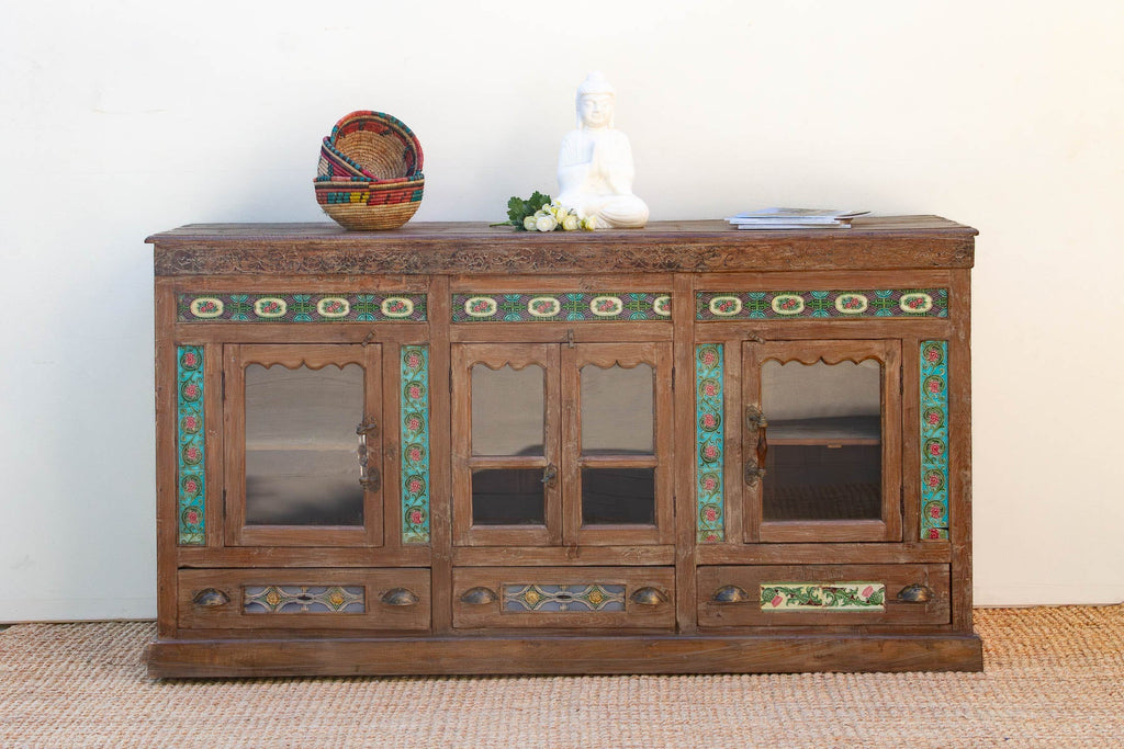 Antique Indo-Portuguese Tile Colonial Sideboard