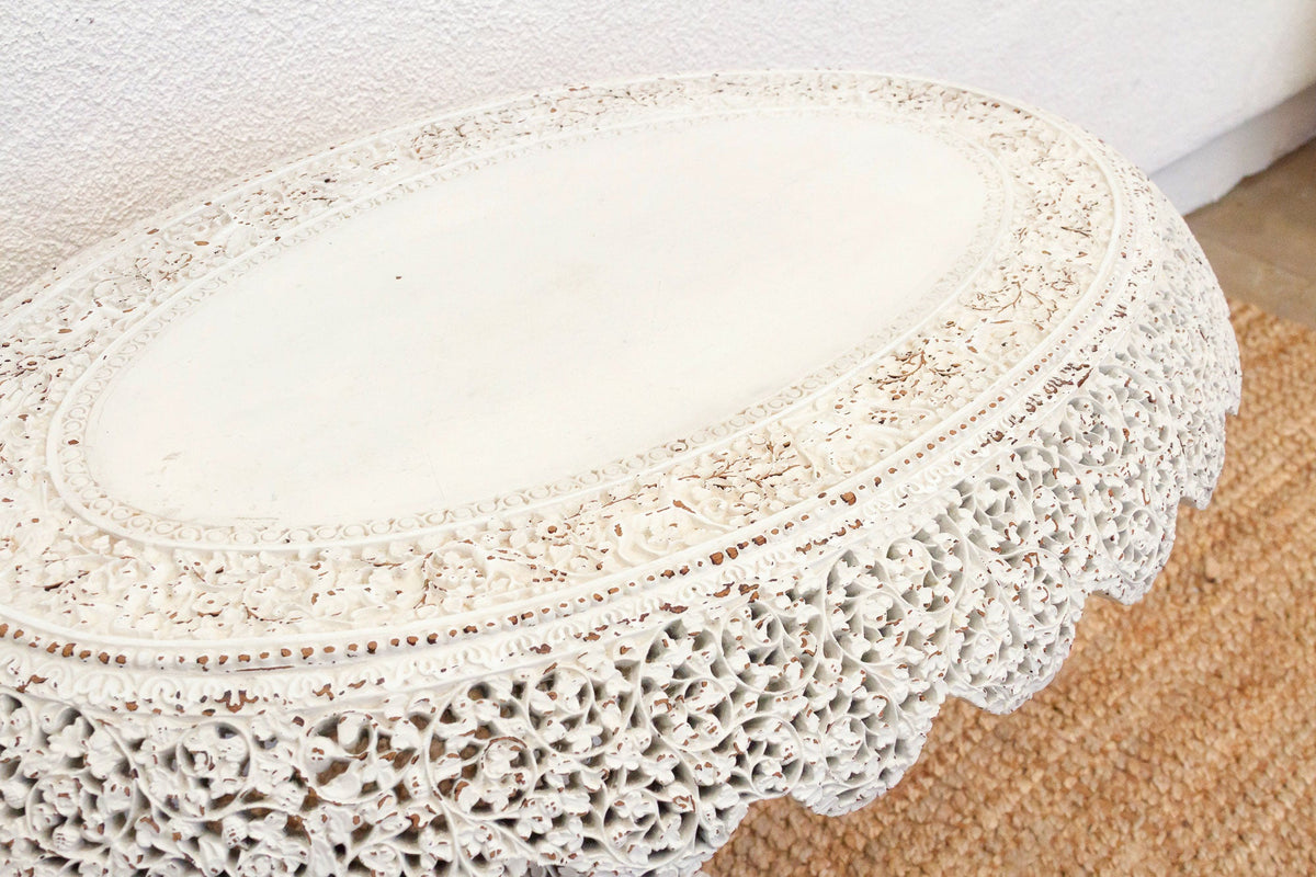 Antique Pierced Anglo-Indian Oval Side Table