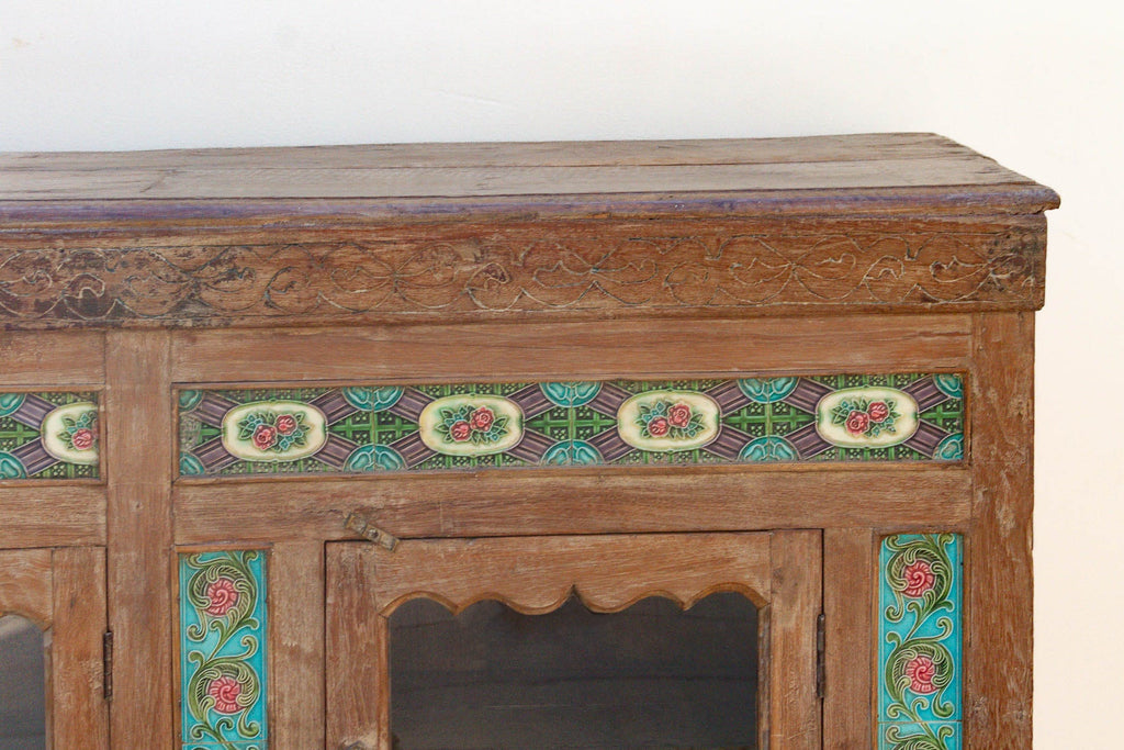 Antique Indo-Portuguese Tile Colonial Sideboard