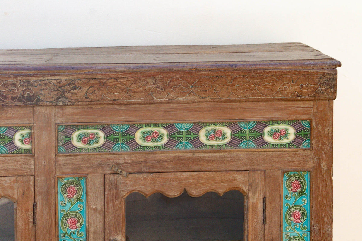 Antique Indo-Portuguese Tile Colonial Sideboard