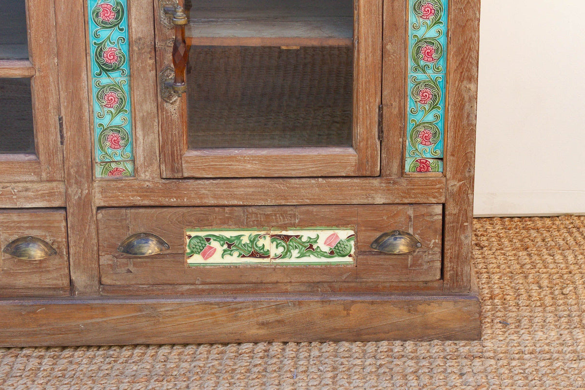 Antique Indo-Portuguese Tile Colonial Sideboard