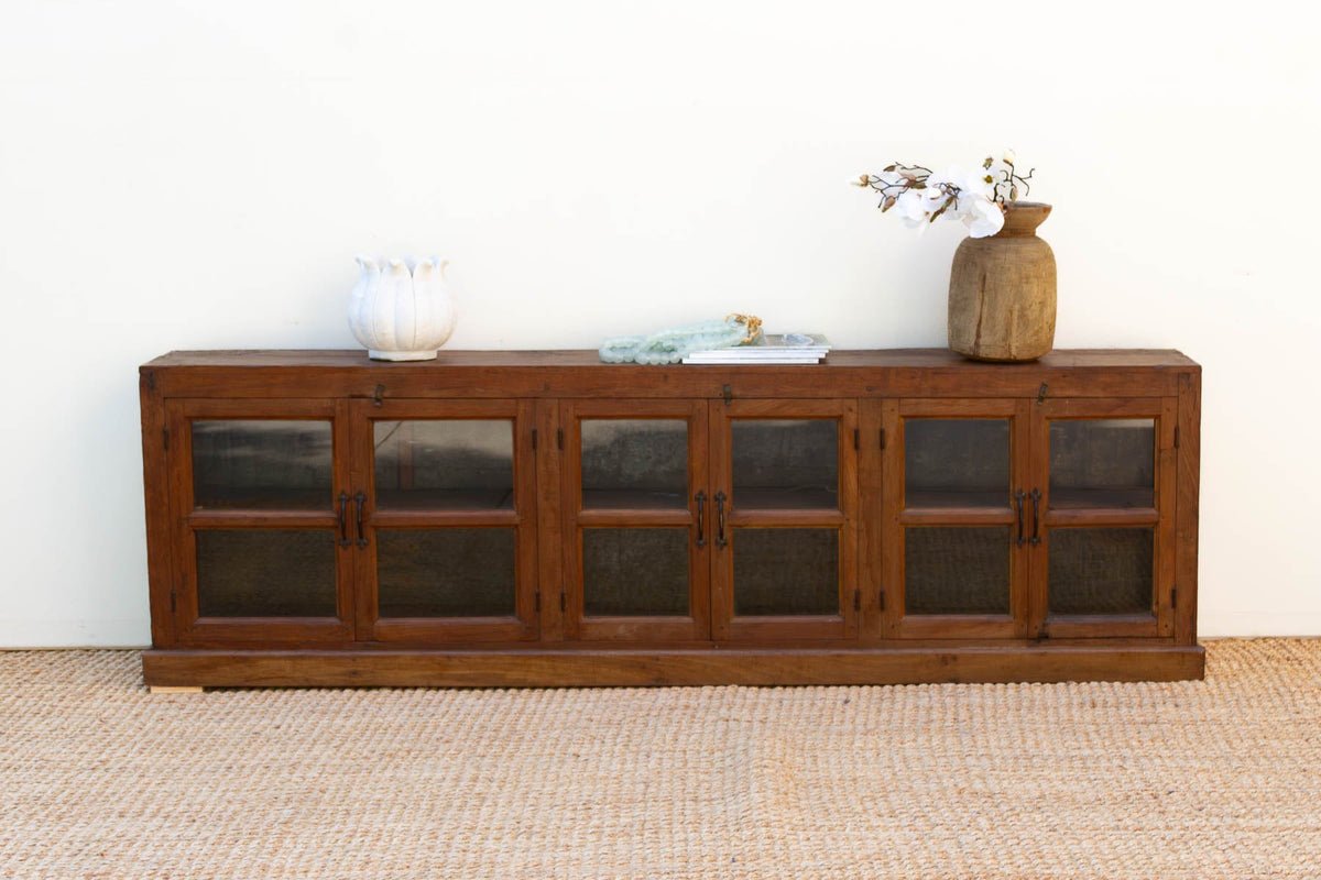 Antique Long Malabar Teak Colonial Cabinet