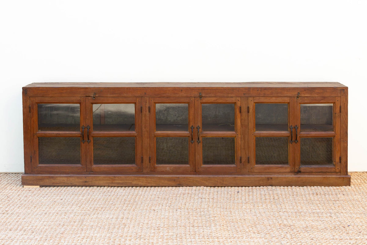 Antique Long Malabar Teak Colonial Cabinet
