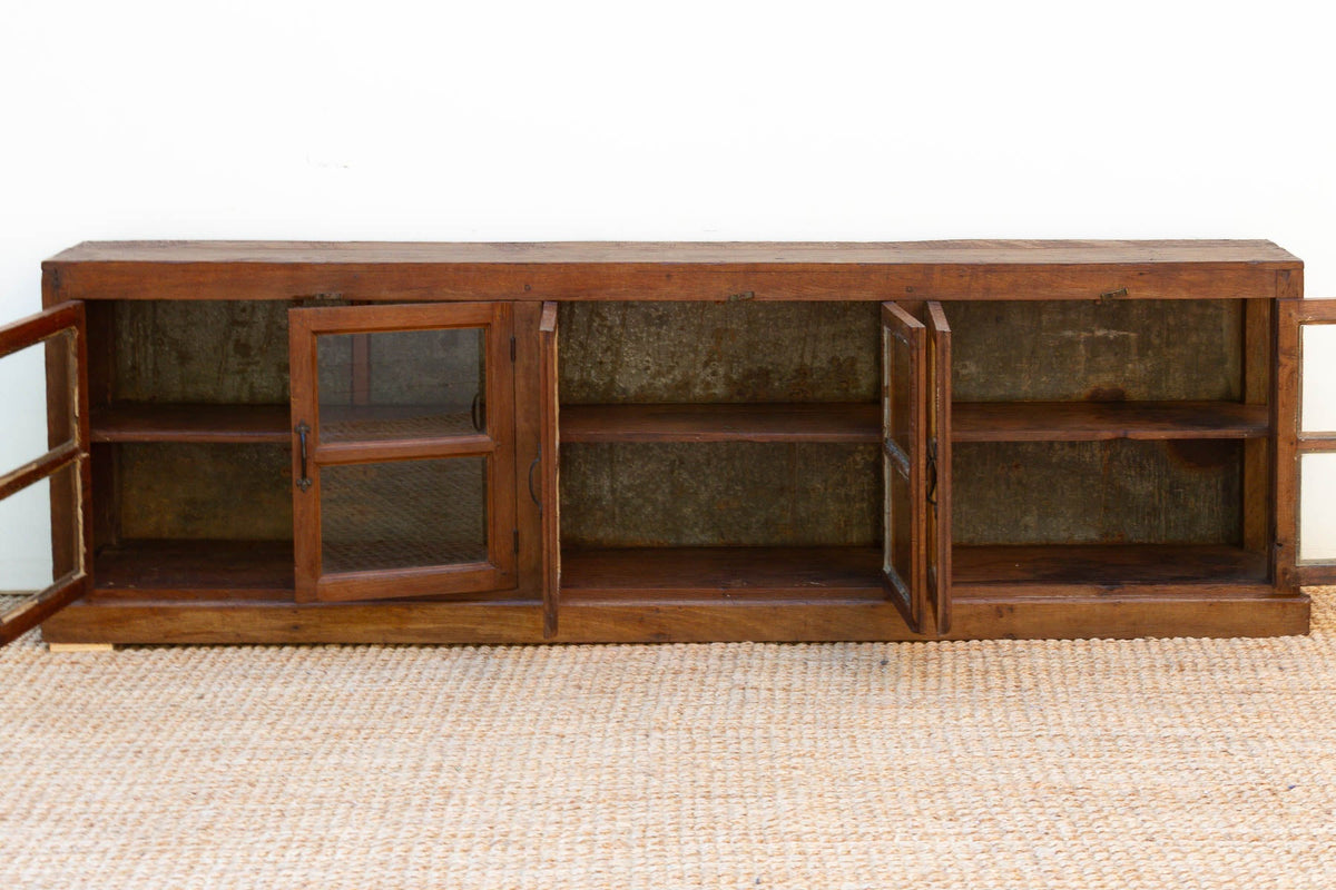 Antique Long Malabar Teak Colonial Cabinet