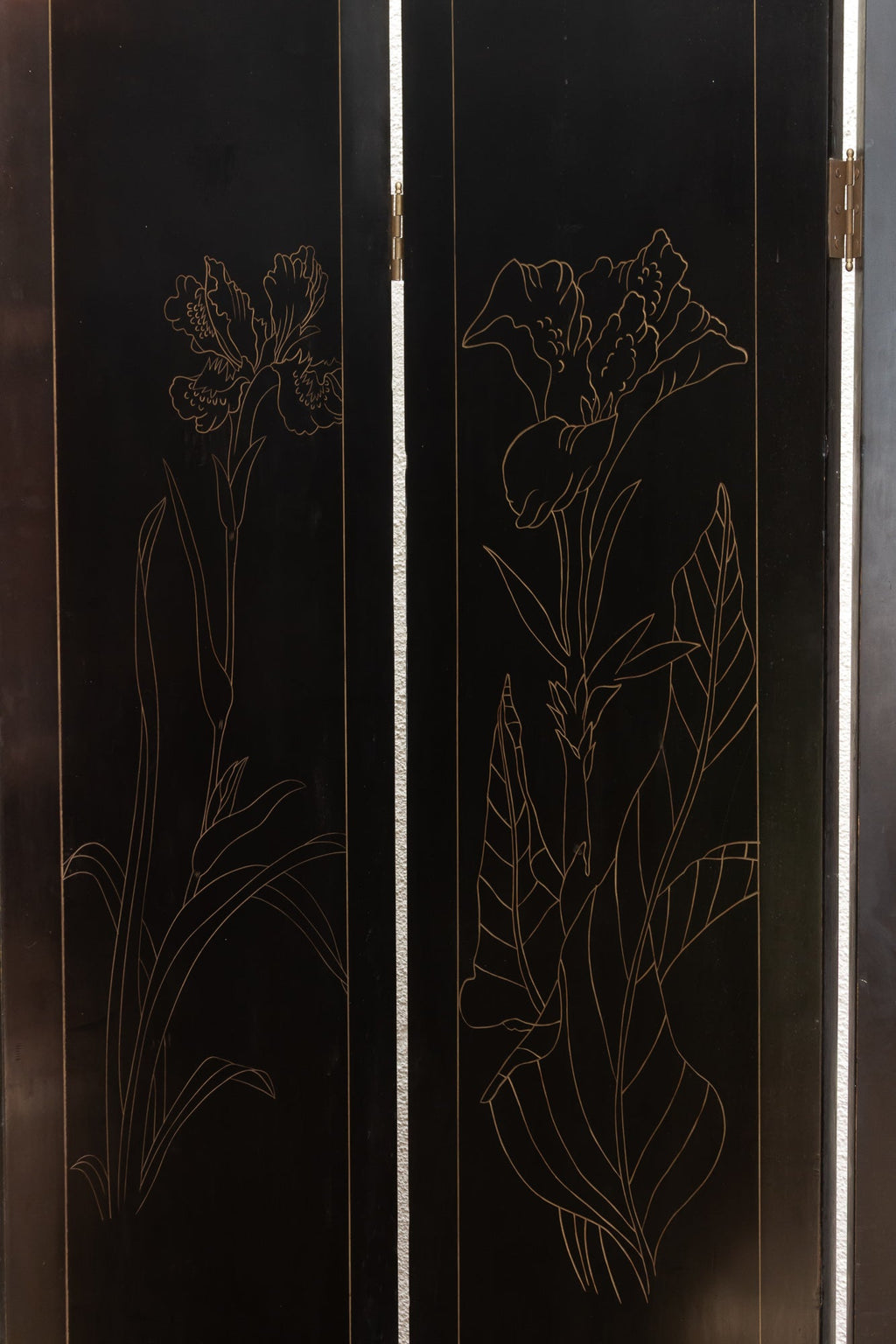Elegant Six-Panel Black & Gold Lacquer Coromandel Screen