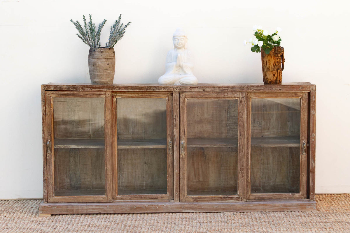 Antique Whitewash Teak Sliding Doors Sideboard