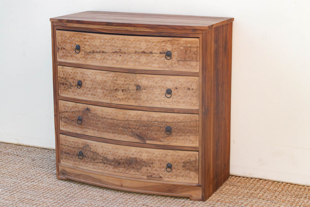 36" Wide Lotus-Diamond Bow Front Dresser
