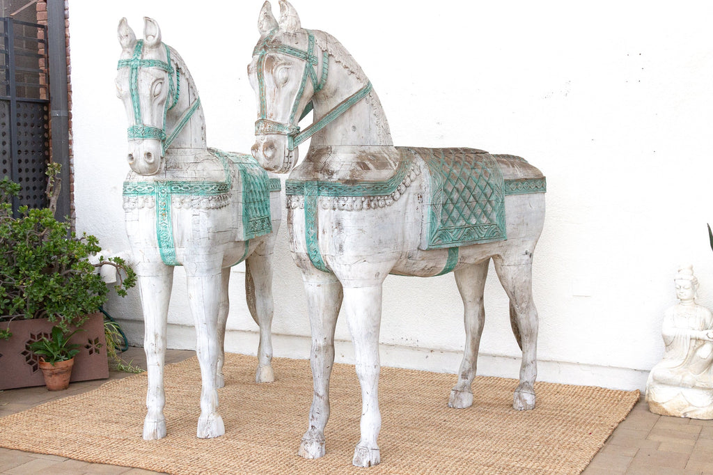 The Rajasthani Guardians, Pair of Indian Ceremonial Wood Horses