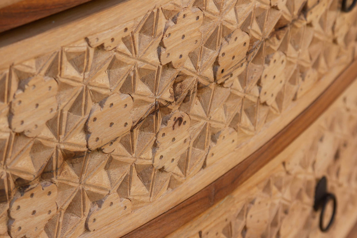 36" Wide Lotus-Diamond Bow Front Dresser