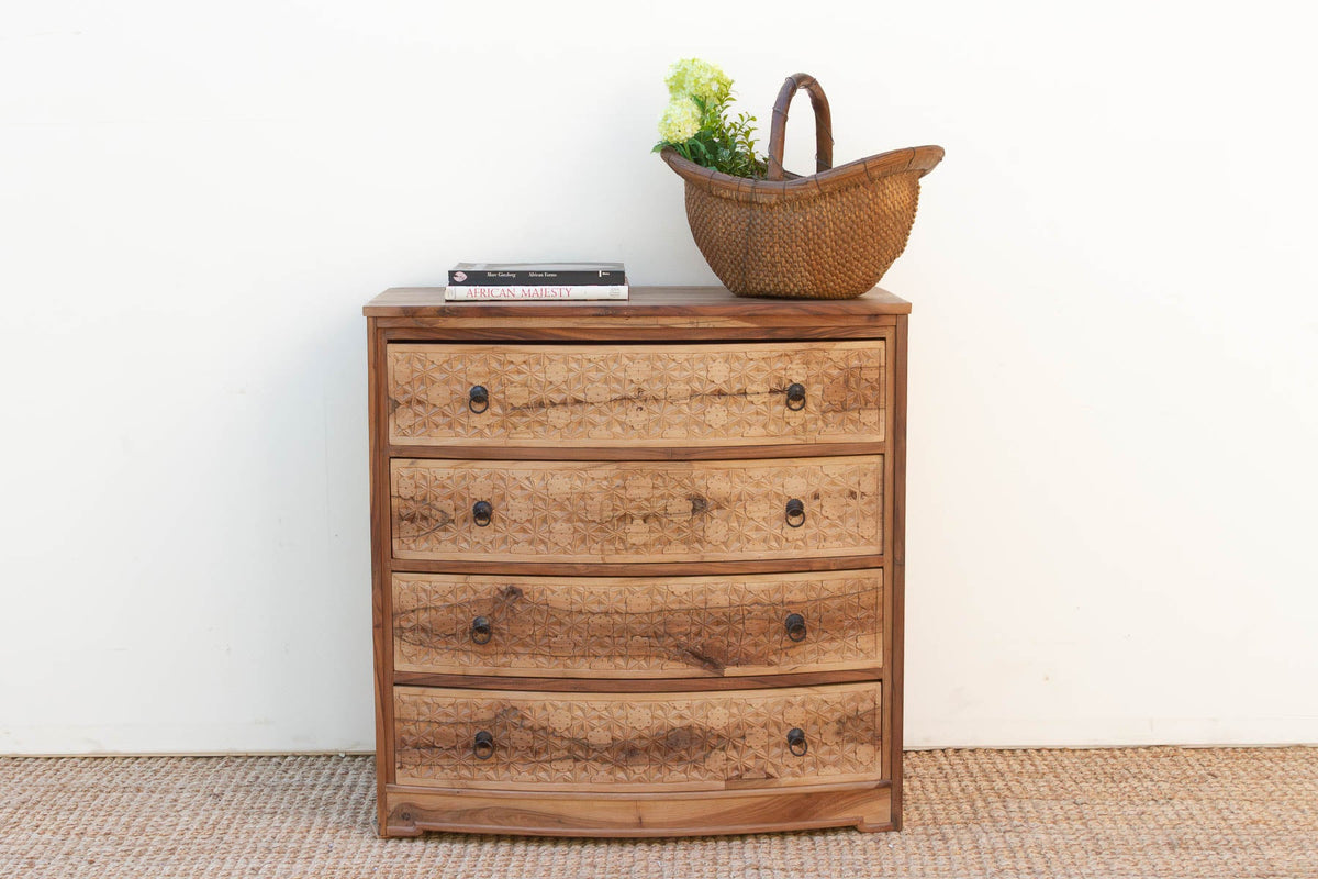 36" Wide Lotus-Diamond Bow Front Dresser
