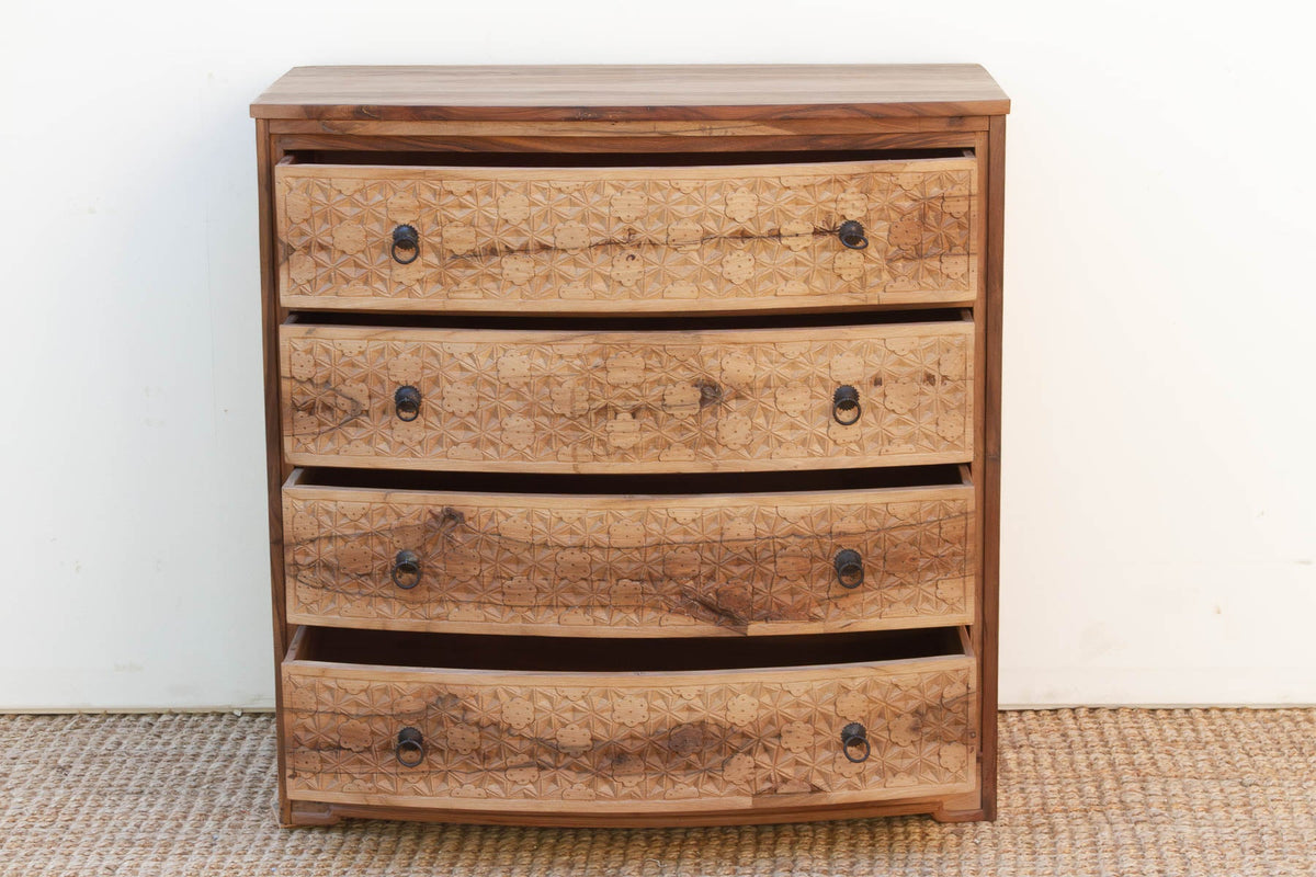 36" Wide Lotus-Diamond Bow Front Dresser