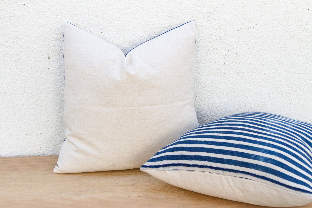 Coastal Stripe, Pair of Vintage Indigo Striped Pillows